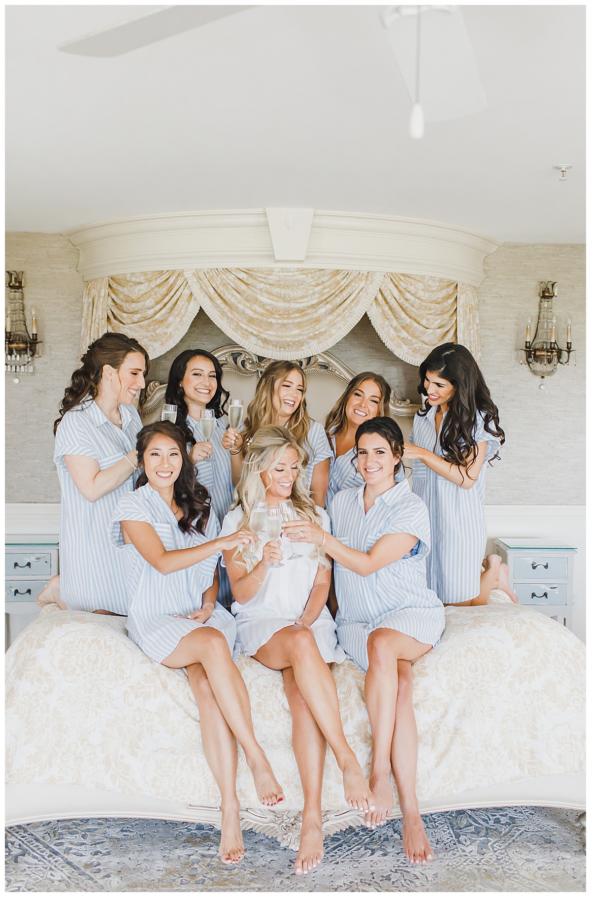 Bridesmaid Toasts in Blue Pajamas