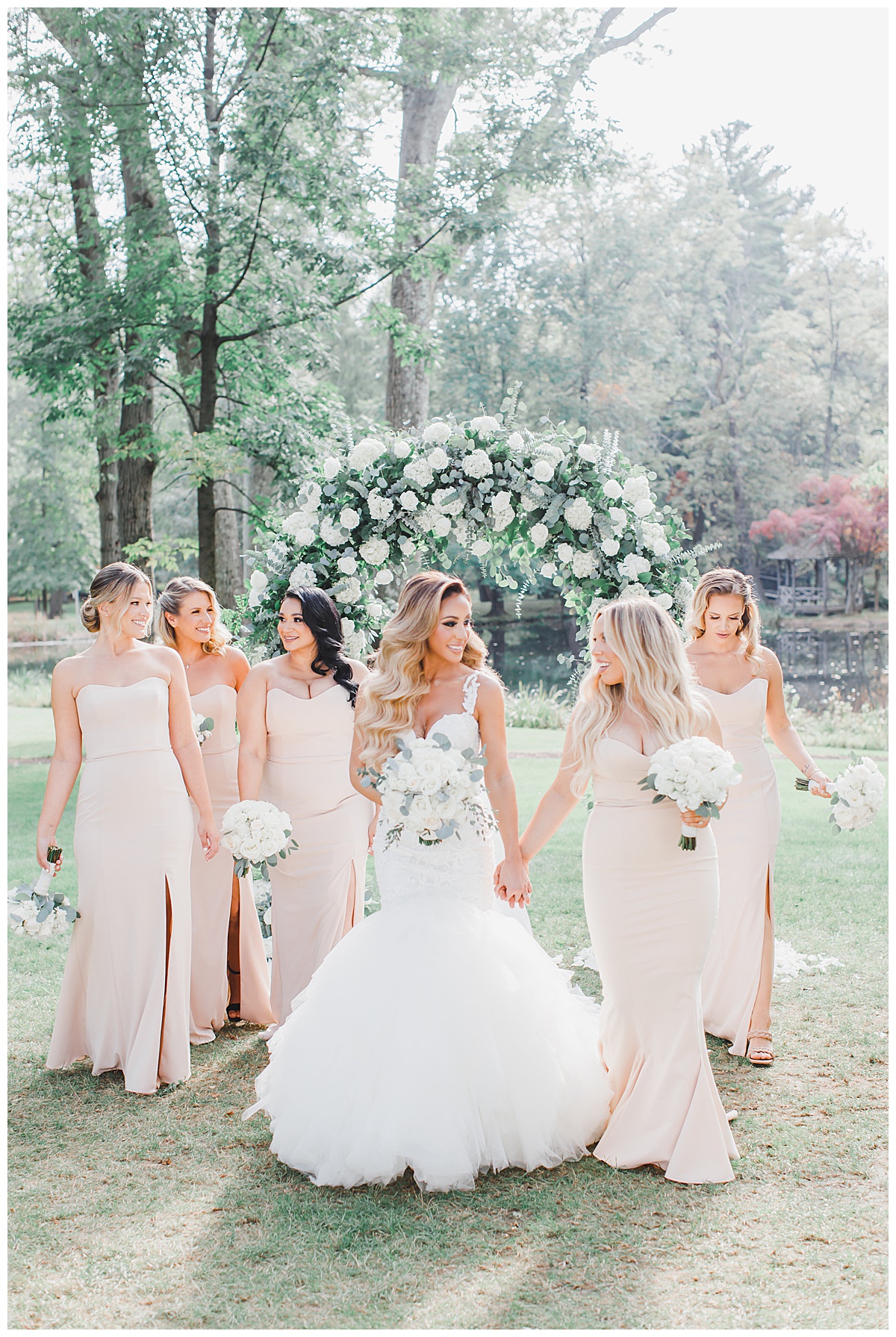 floral arch bridesmaids 