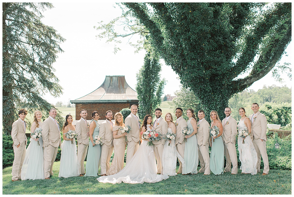 light mint and peach tones for bridal party 