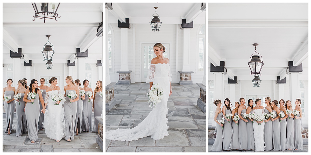 Bridesmaids in Light Grey Dresses Summer Wedding 