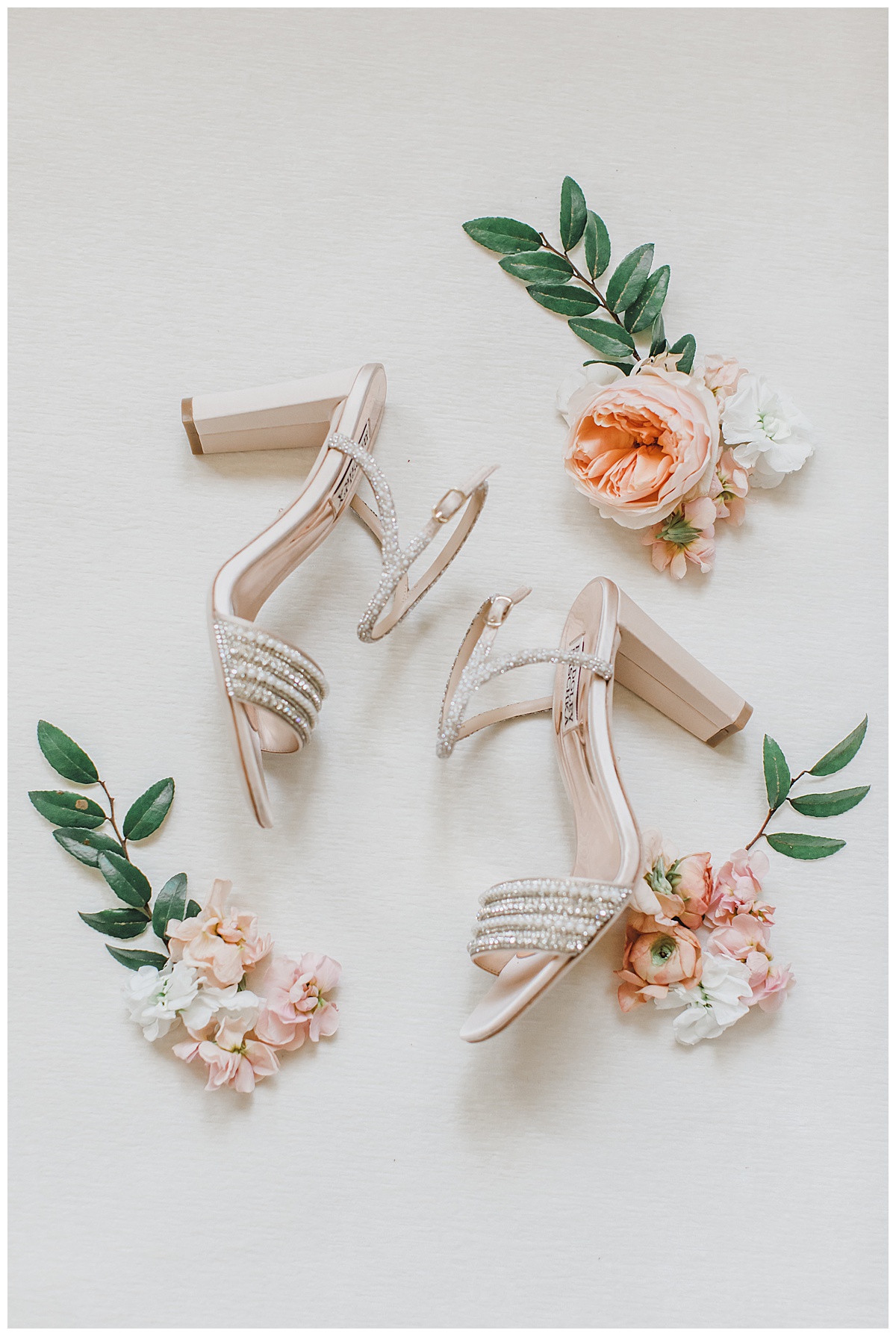 wedding shoes peach florals 