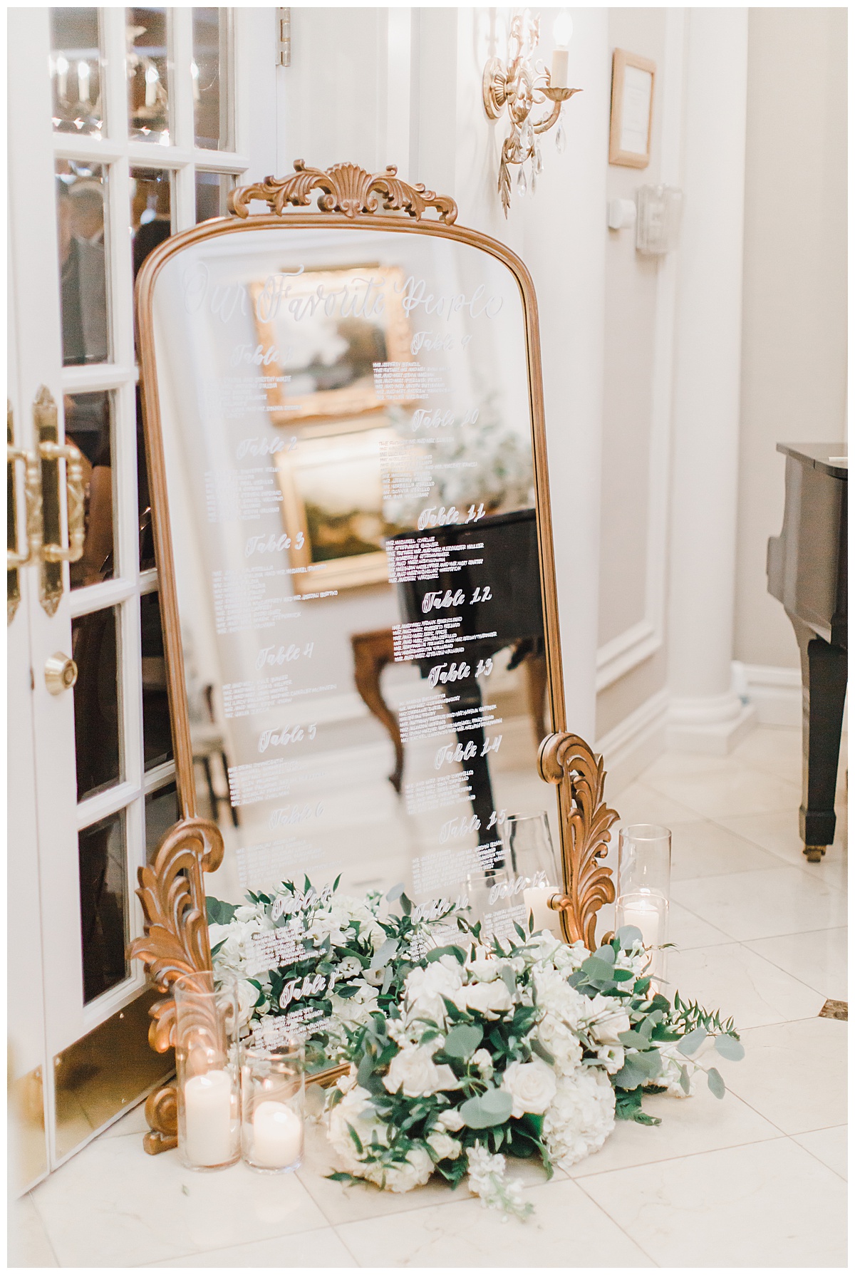 custom seating chart on mirror 