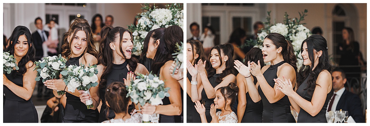 bridesmaids clapping and cheering 