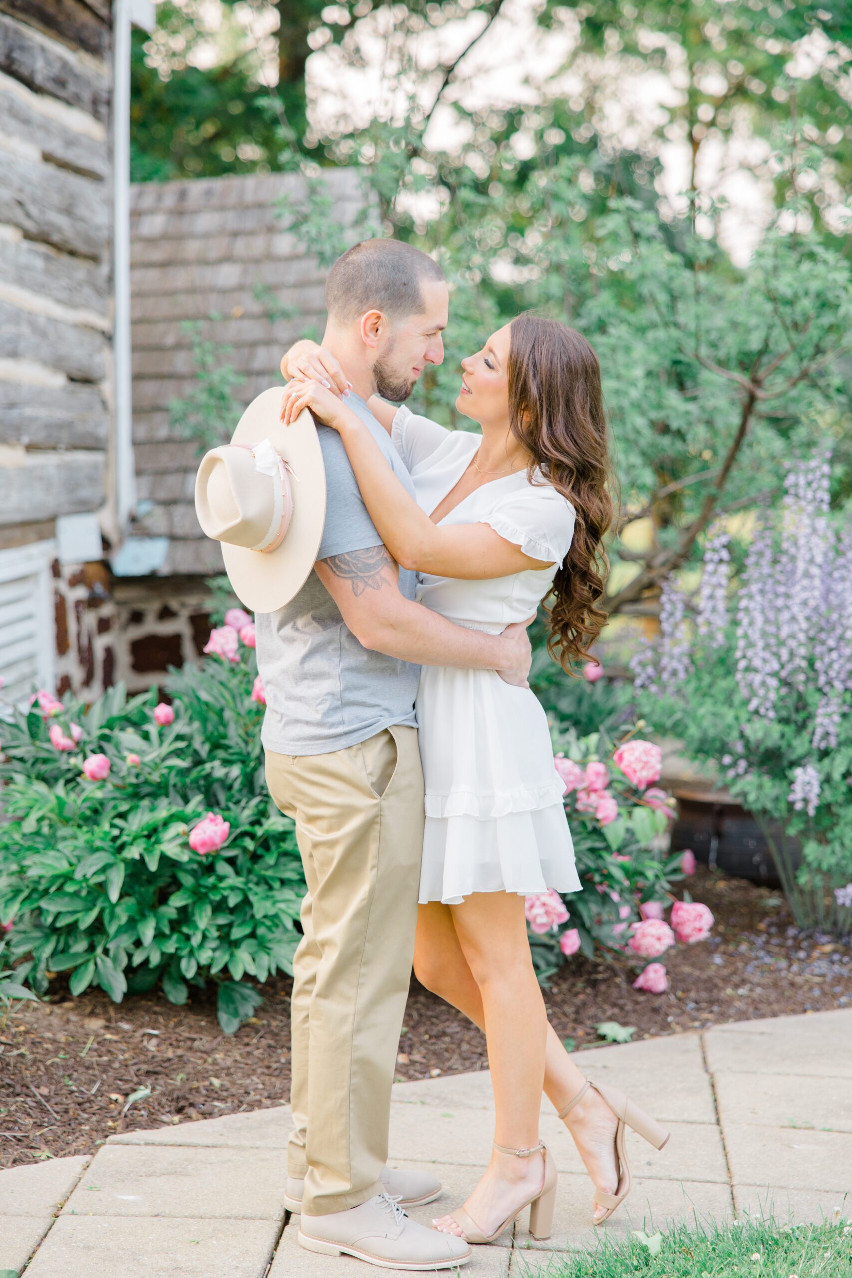 Johnson's Locust Hall Farm Engagement with lavender and peonies 