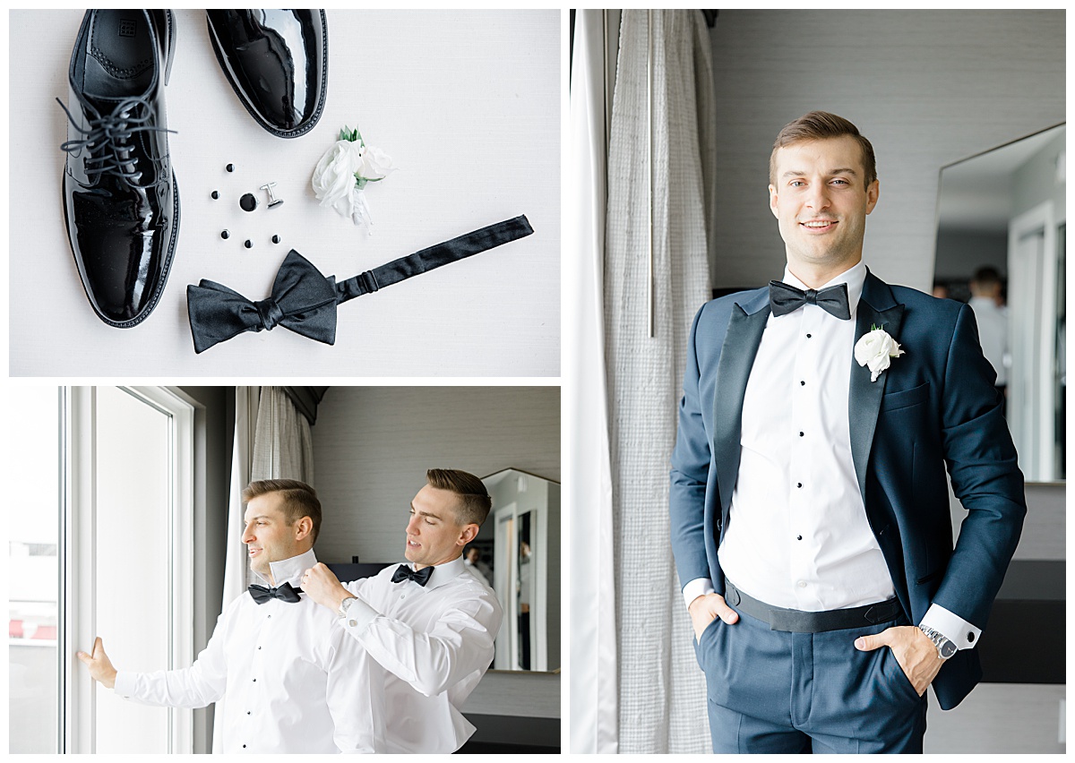 groom in navy tux 