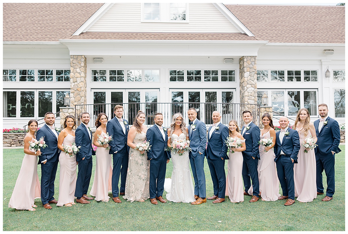 bridal party in front of Indian Trail Club