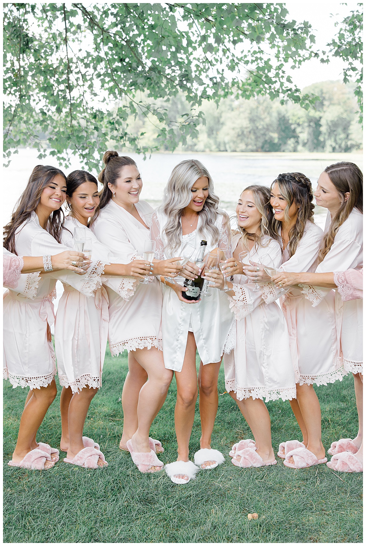 Indian Trail Club bridesmaids in robes 
