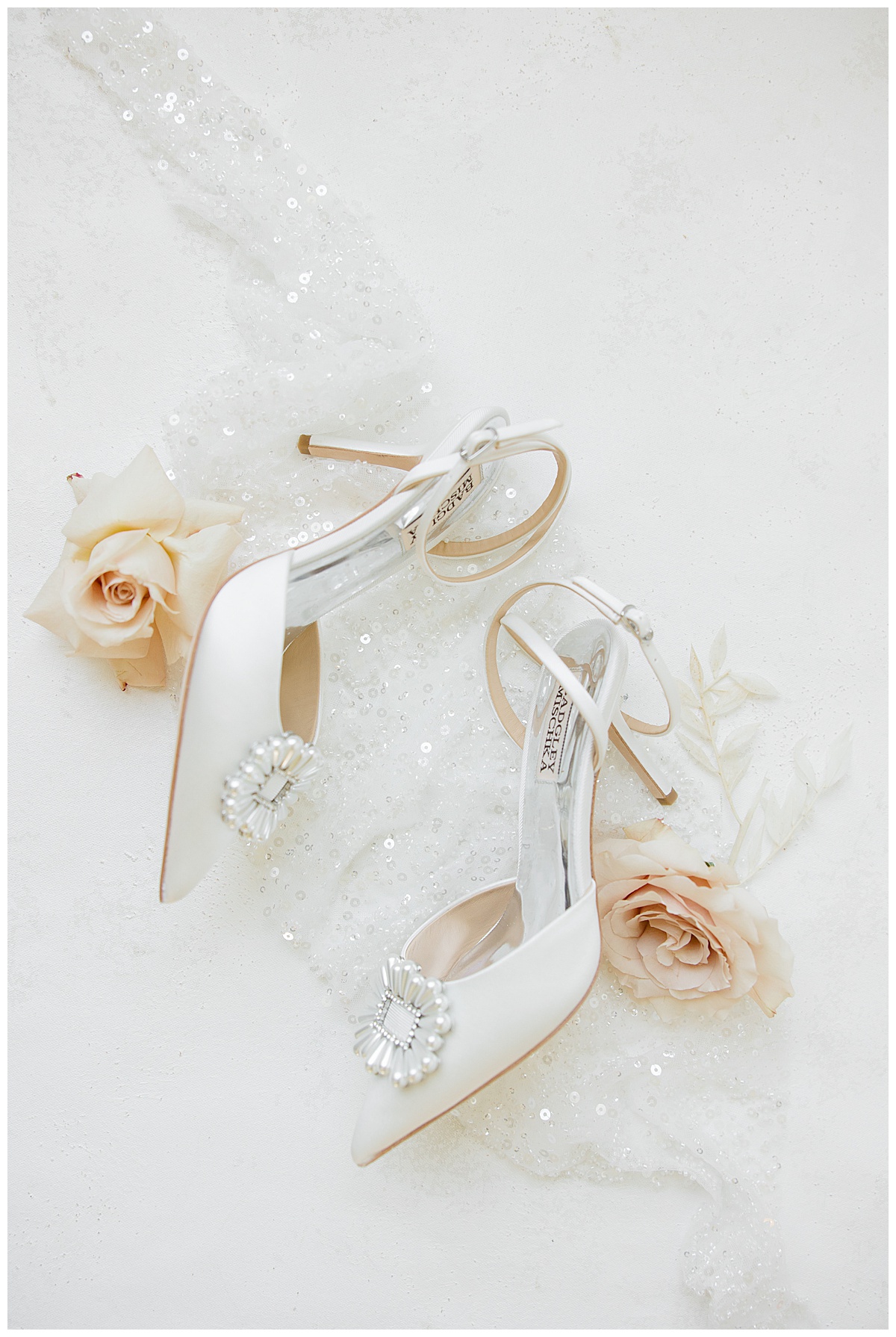 Badgley Mischa wedding shoes with pointy toe and beaded embellishment. 