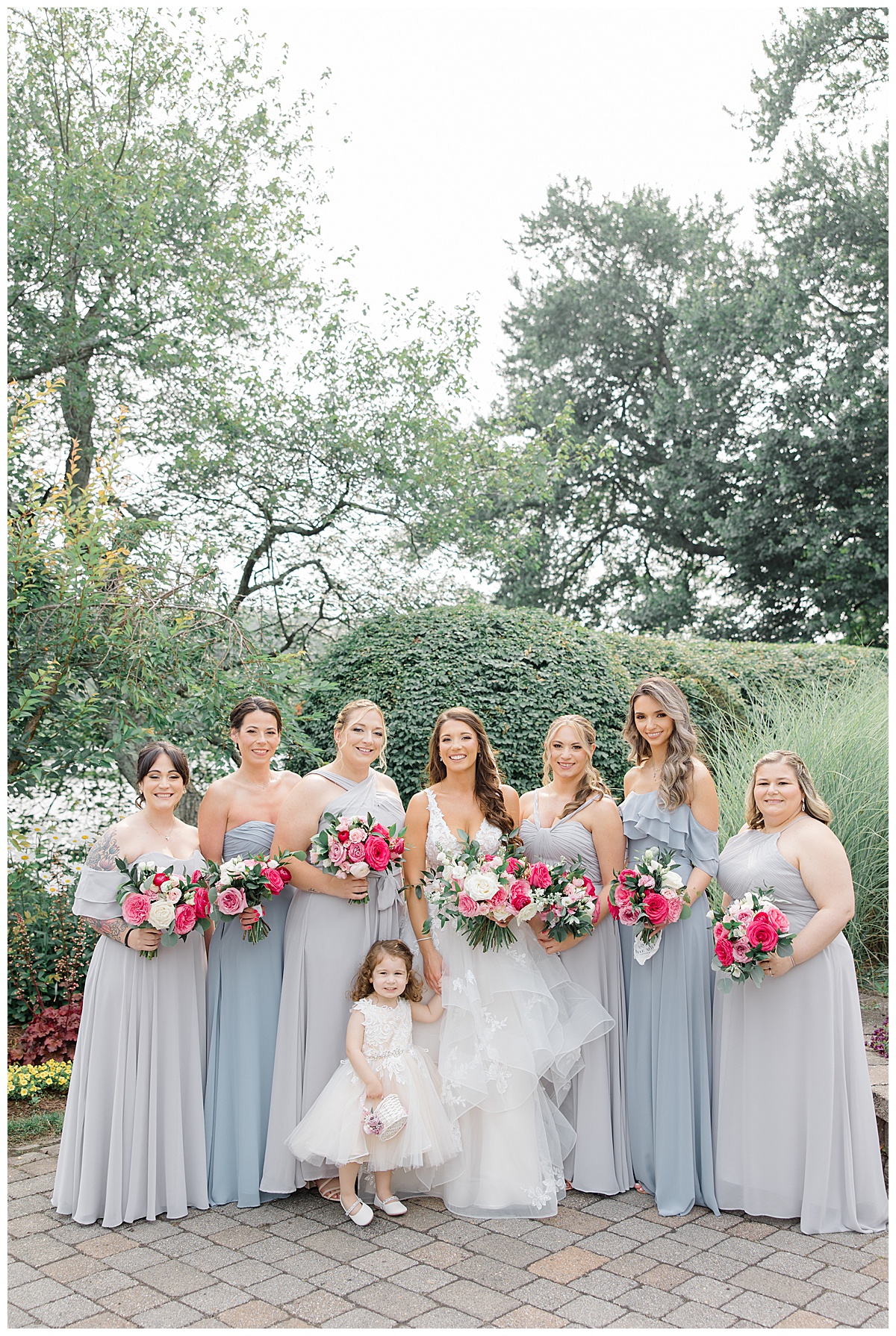 bridal party in dusty blue 