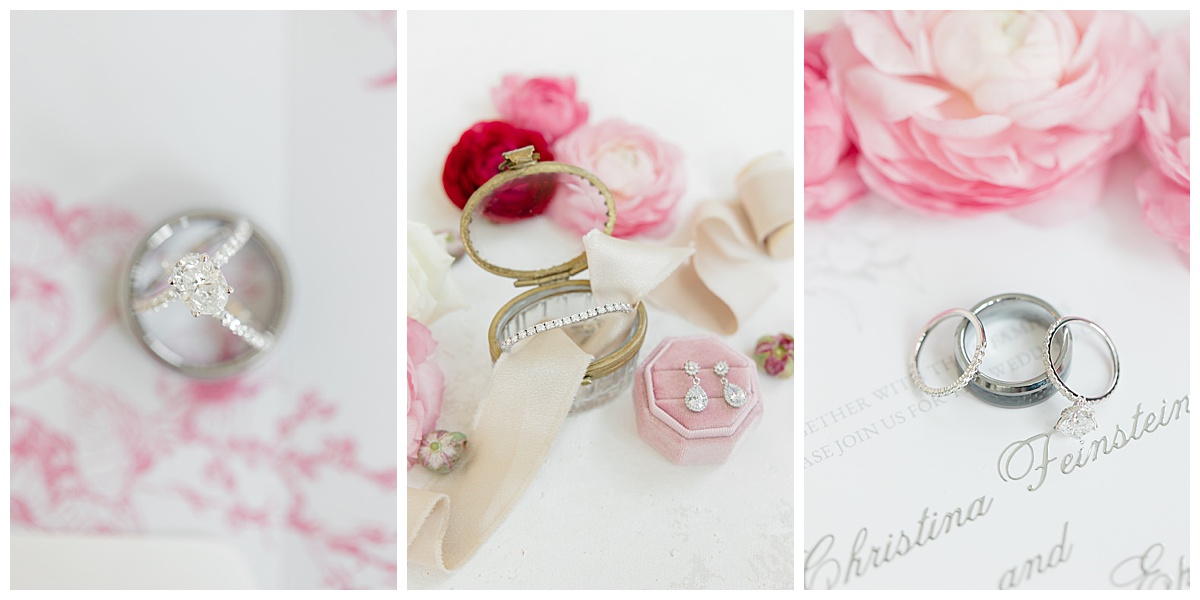 wedding day rings light pink details 