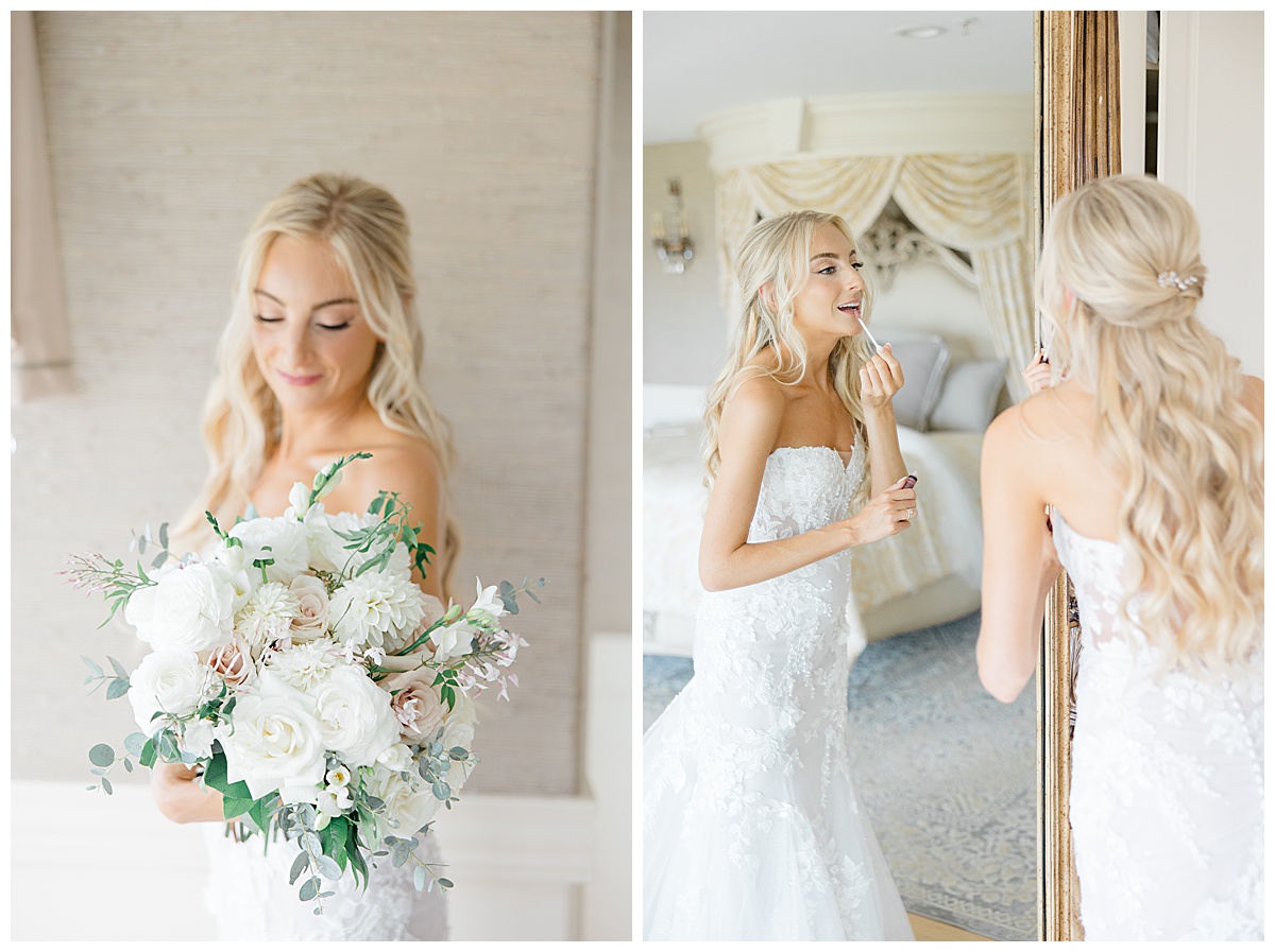 Bride getting ready in bridal suite at Bonnet Island Estate 