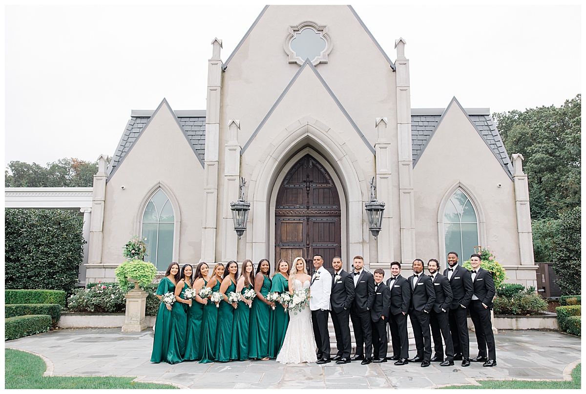 bridal party outside of chapel at park chateau 