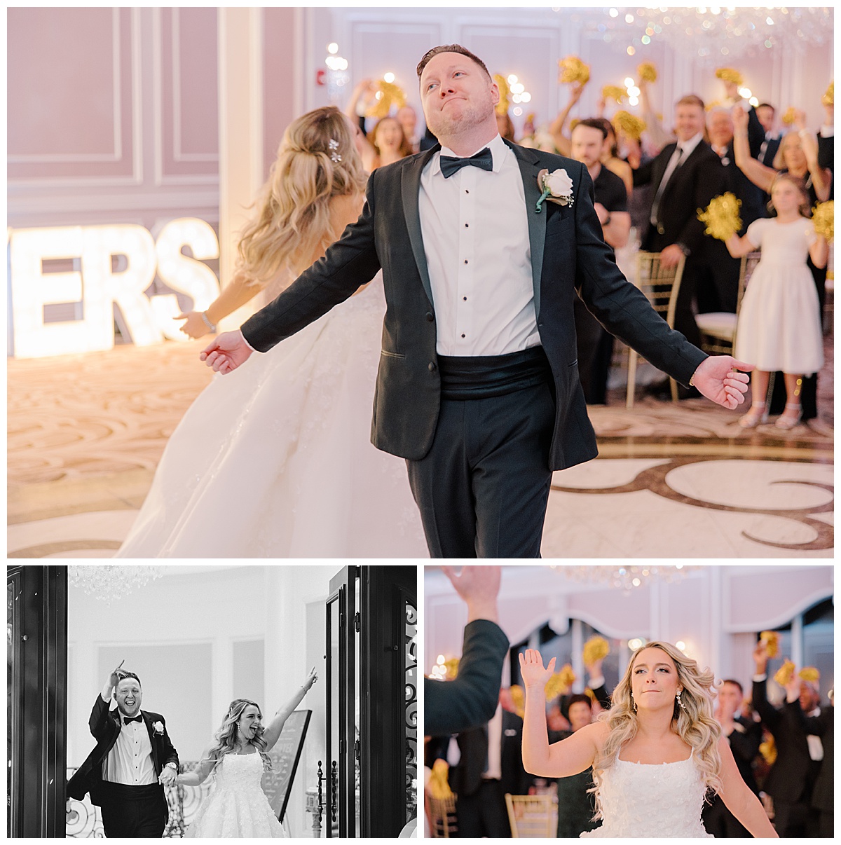 bride and groom entrance into ballroom at  the mansion on Main Street in vorhees nj 