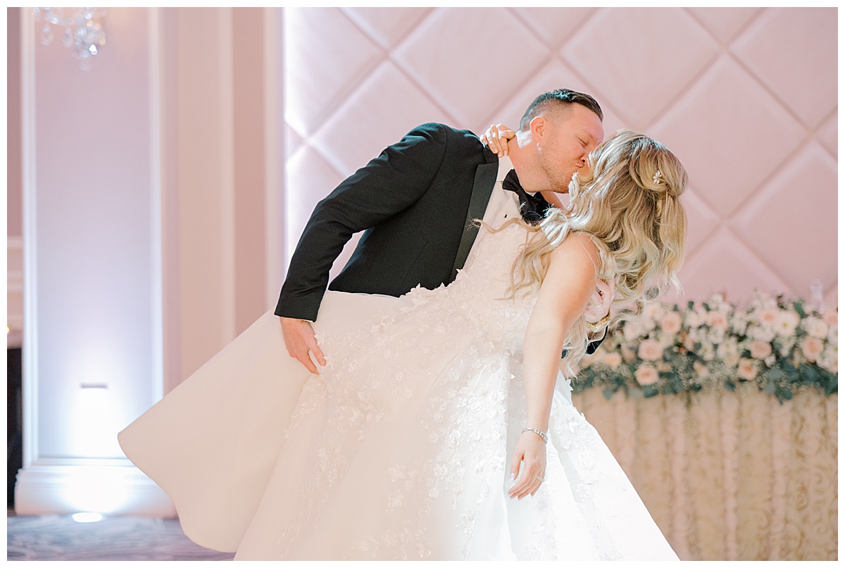 bride and groom first dance at the mansion on Main Street in vorhees nj 