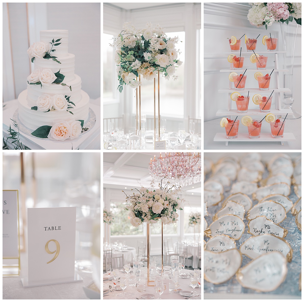 reception details + white florals at The Mill Lakeside Manor. 