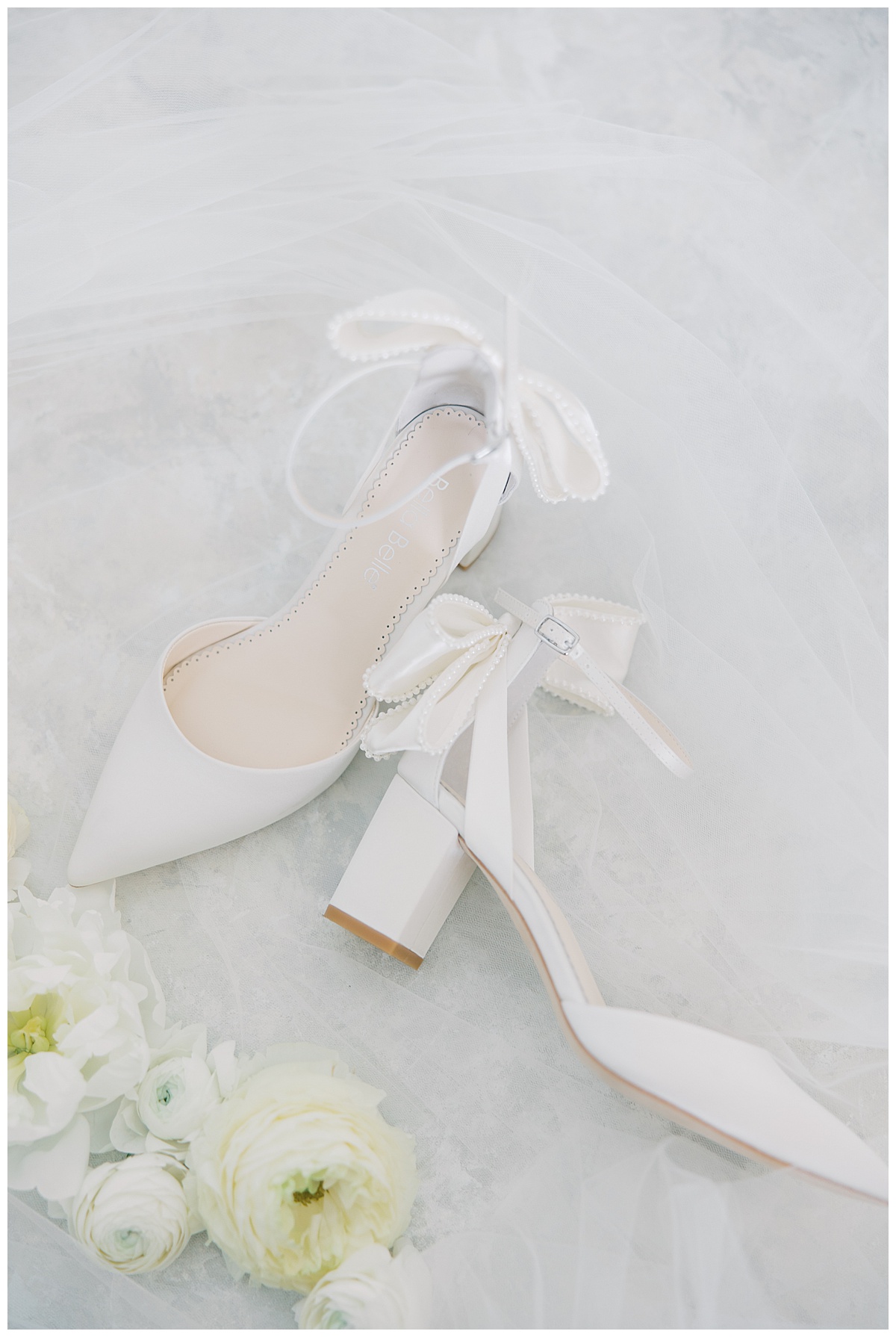 ivory bridal shoes with toe and a block heel by Bella belle 