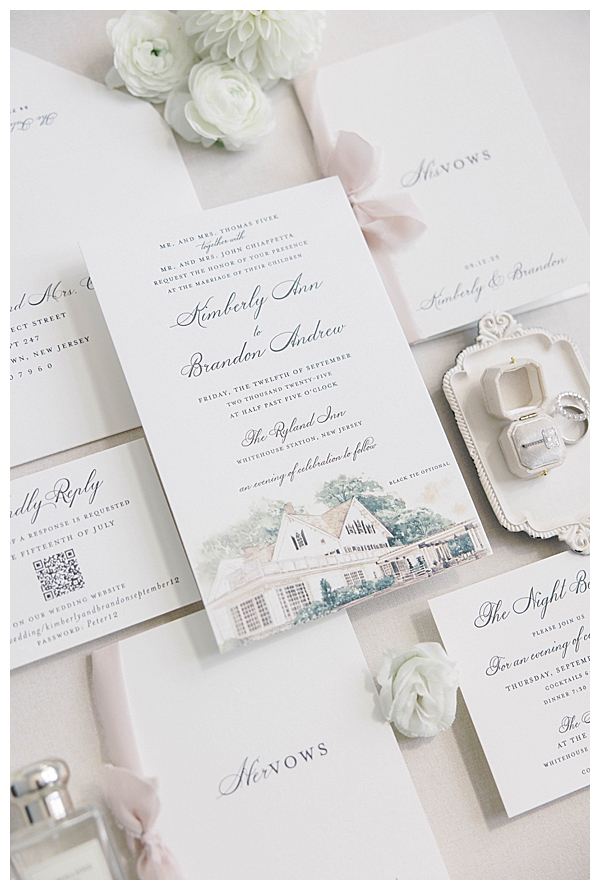 Ryland Inn NJ wedding ceremony with white florals