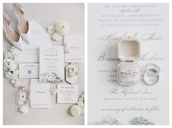 Ryland Inn NJ wedding ceremony with white florals