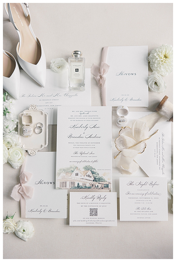 Ryland Inn NJ wedding ceremony with white florals