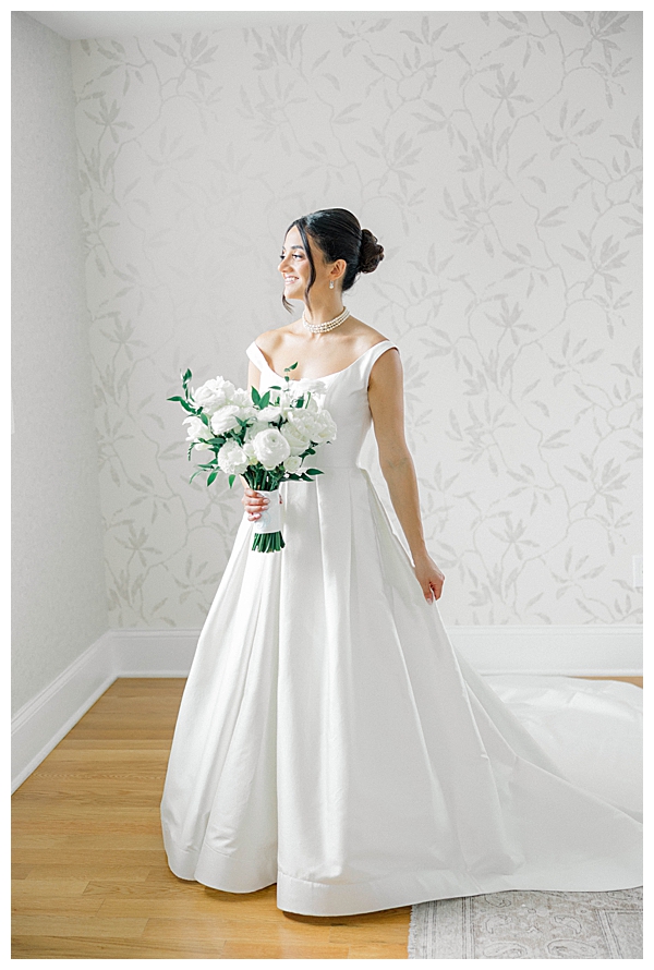 Tilling House Eatontown wedding bridal portrait of Hannah in her gown