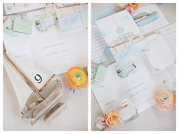 Bonnet Island Estate wedding details with soft coastal color palette