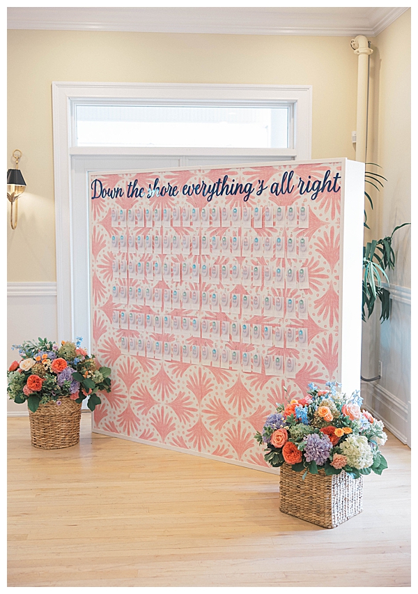 Bonnet Island Estate reception with blue and pink wedding decor