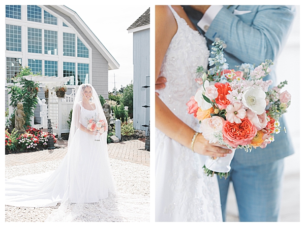 Romantic coastal NJ wedding portraits at sunset