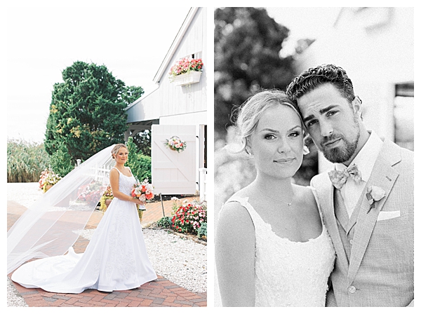 Bride and groom portraits at Bonnet Island Estate with golden hour light