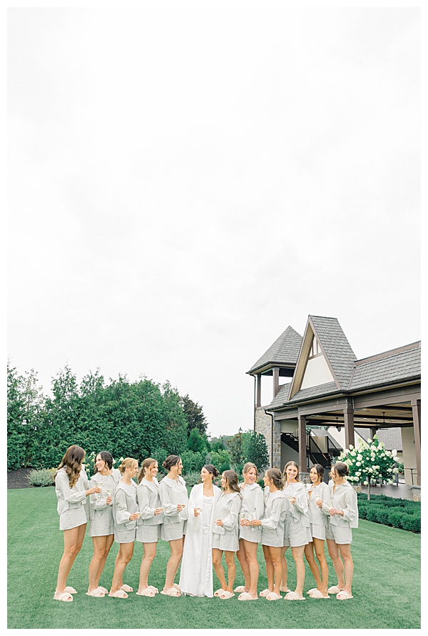 Bridesmaids walking in pajamas 