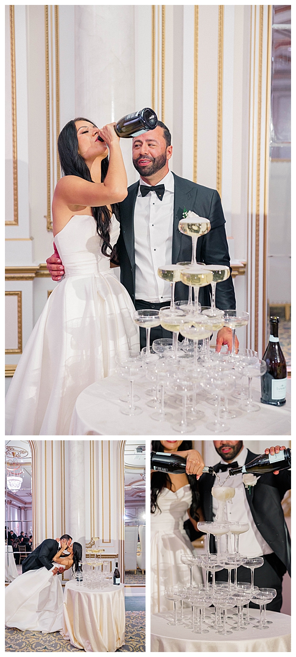 bride chugging champagne 