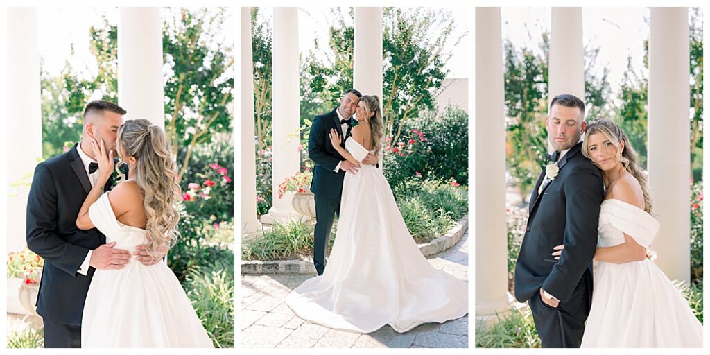 Bride and groom first look portraits on the grounds of Eagle Oaks Golf Club in Farmingdale, New Jersey