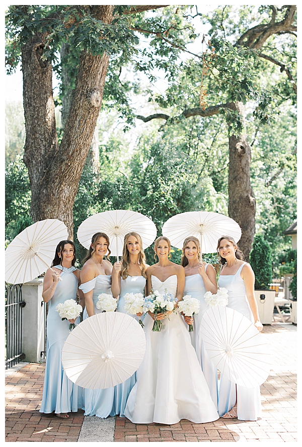 bridal party posing outdoors New Hope wedding