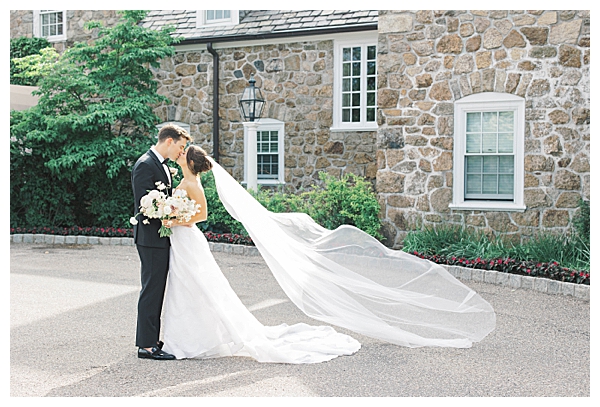 Bride and groom romantic portrait at Fiddler’s Elbow in Bedminster NJ
