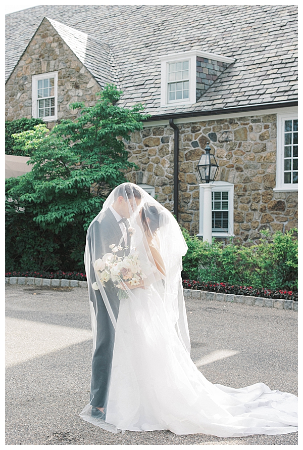 Sarah and Griffin wedding portrait in Fiddler’s Elbow gardens