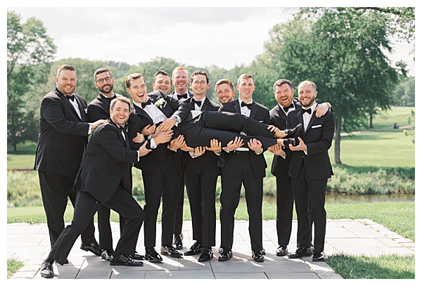 Groom with groomsmen at Fiddler’s Elbow wedding