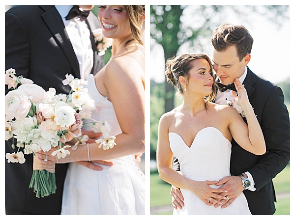 Bride and groom dancing outdoors at Fiddler’s Elbow wedding
