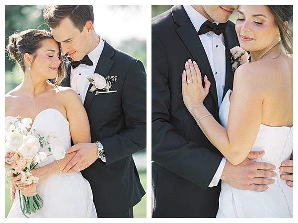 Close-up romantic portrait of bride and groom at Fiddler’s Elbow