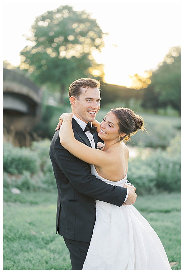 Golden hour wedding photo of Sarah and Griffin at Fiddler’s Elbow