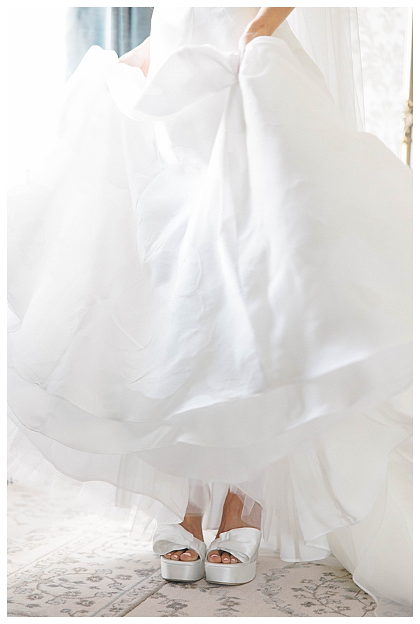 Close-up of lace details on bridal gown at Fiddler’s Elbow