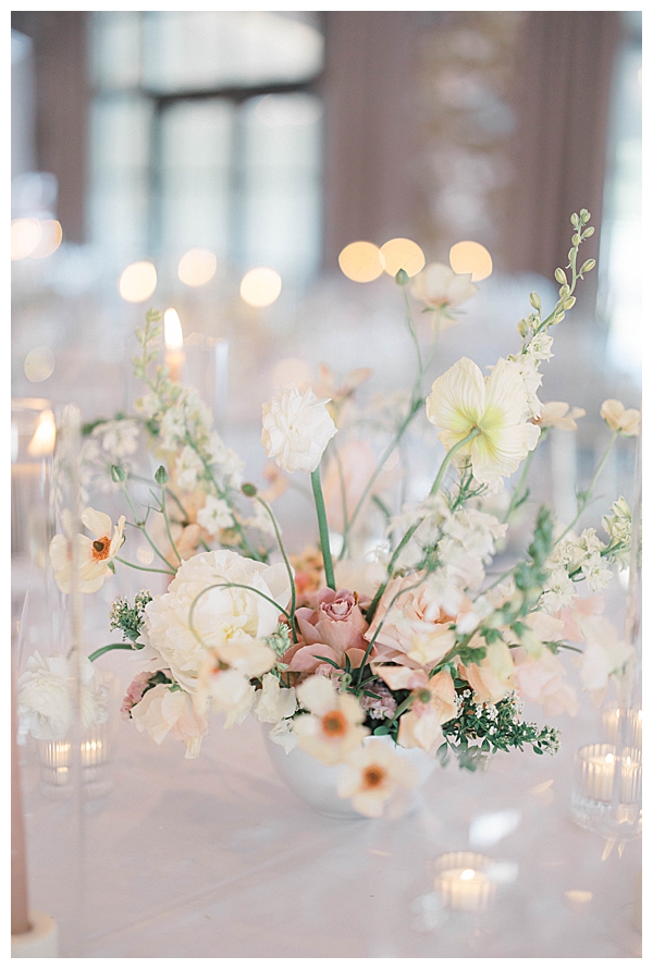 Romantic candlelit table decor at Fiddler’s Elbow wedding