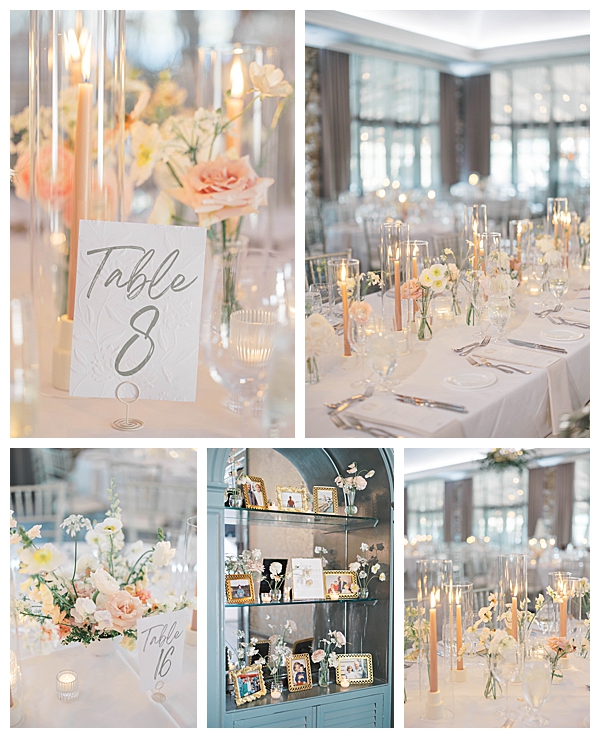 Wedding reception table styling at Fiddler’s Elbow ballroom