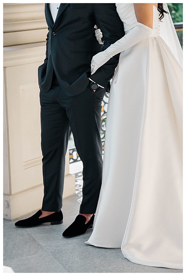 Legacy Castle wedding photographer capturing romantic dusk portraits at The Legacy Castle in Pompton Plains NJ