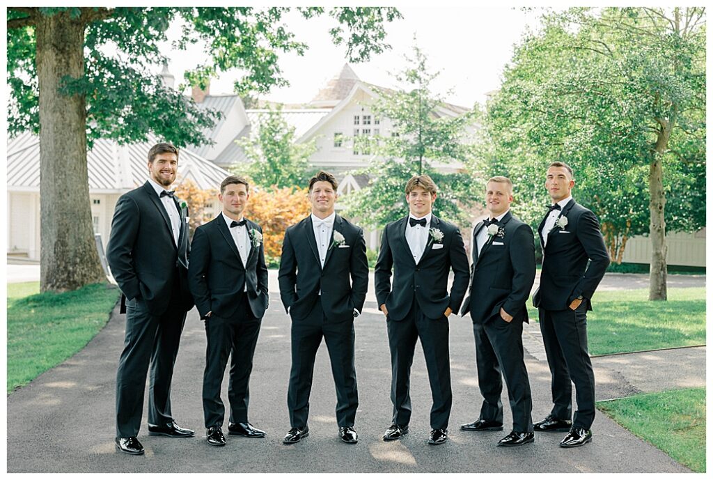 groomsmen in black tuxedos Ryland Inn summer wedding NJ
