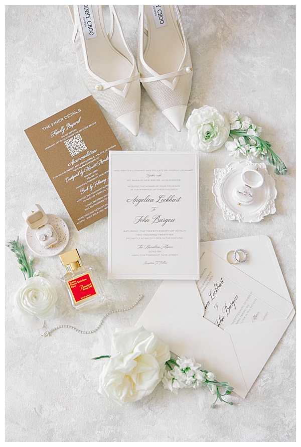 Bridal details and dress at Hamilton Manor wedding