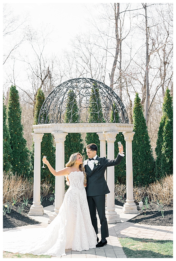 Bride and groom laughing together Hamilton Manor wedding NJ
