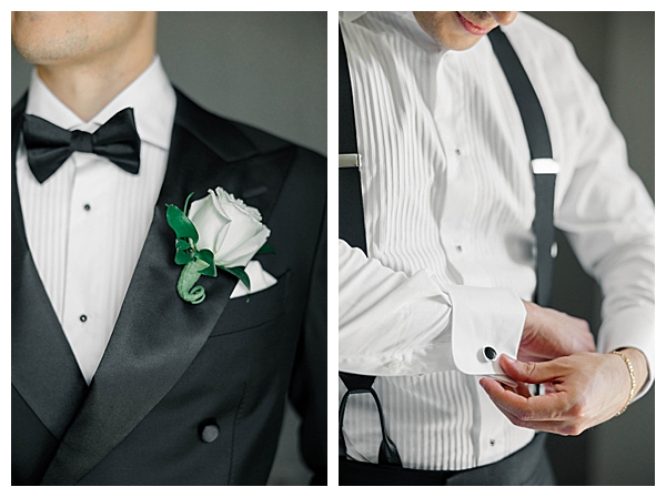 groom getting ready in natural light 