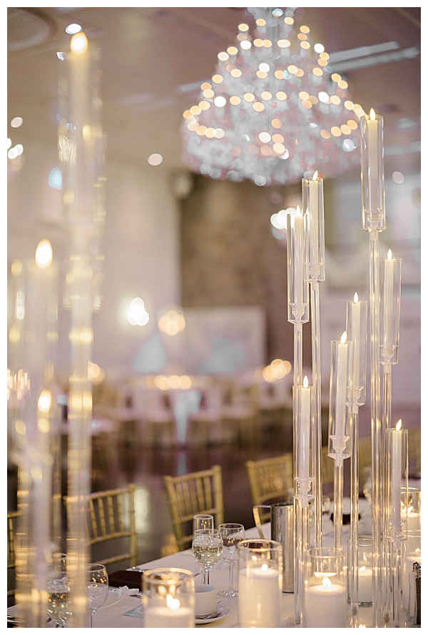 Candlelit reception decor Hamilton Manor wedding