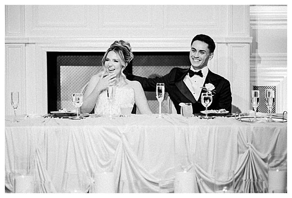 bride reaction during toasts