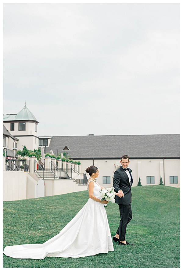 Elegant bride and groom portrait at their Eatontown NJ black tie wedding