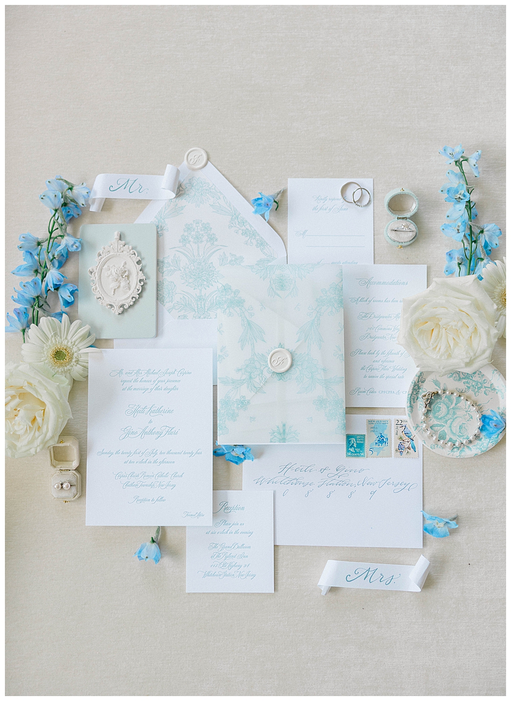 Heili getting ready on her wedding morning at The Ryland Inn